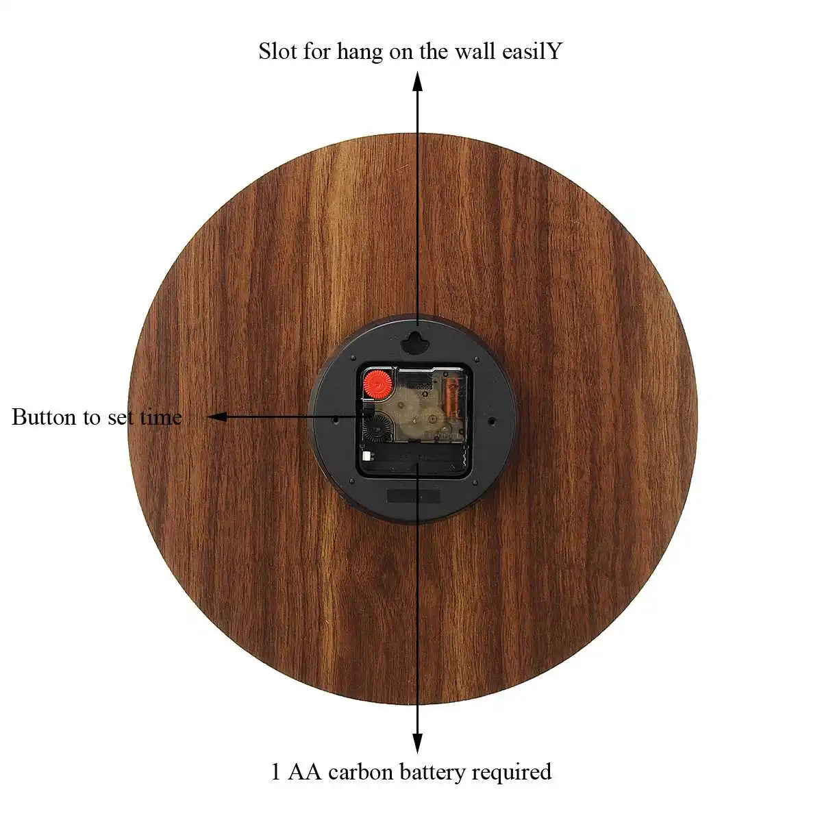 Wooden Wall Clock with Night Light 30cm
