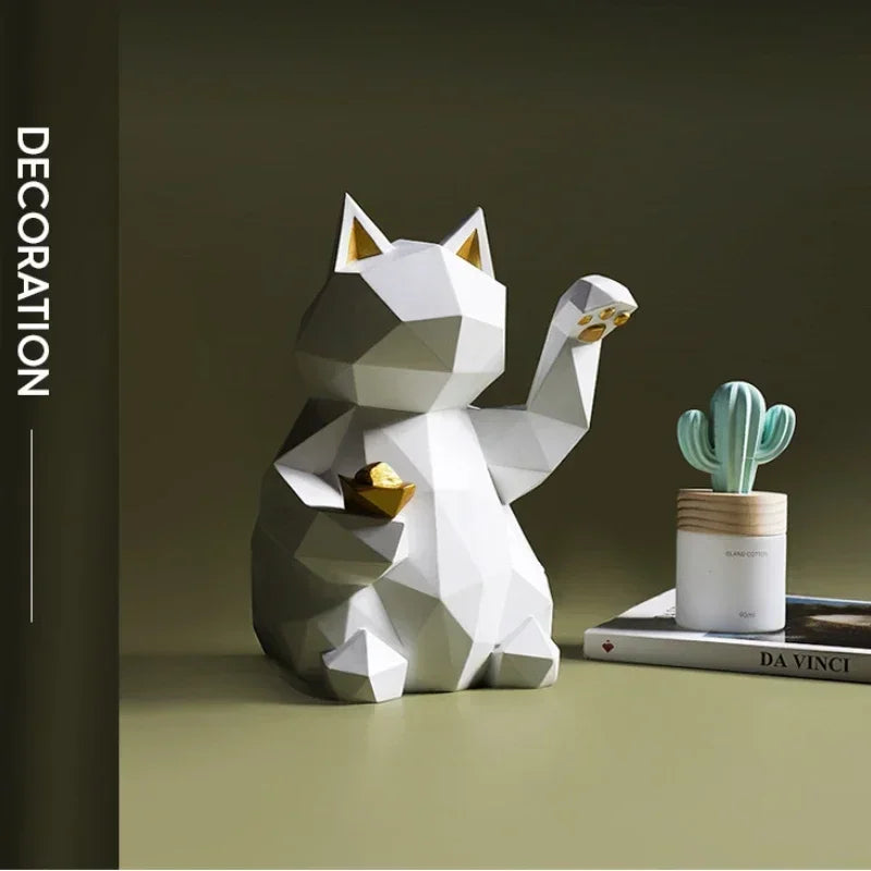 Geometric Lucky Cat Figures