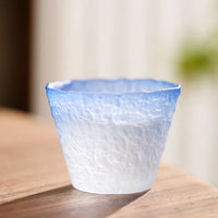 Ombre Blue Glass Sake Cups and Carafe