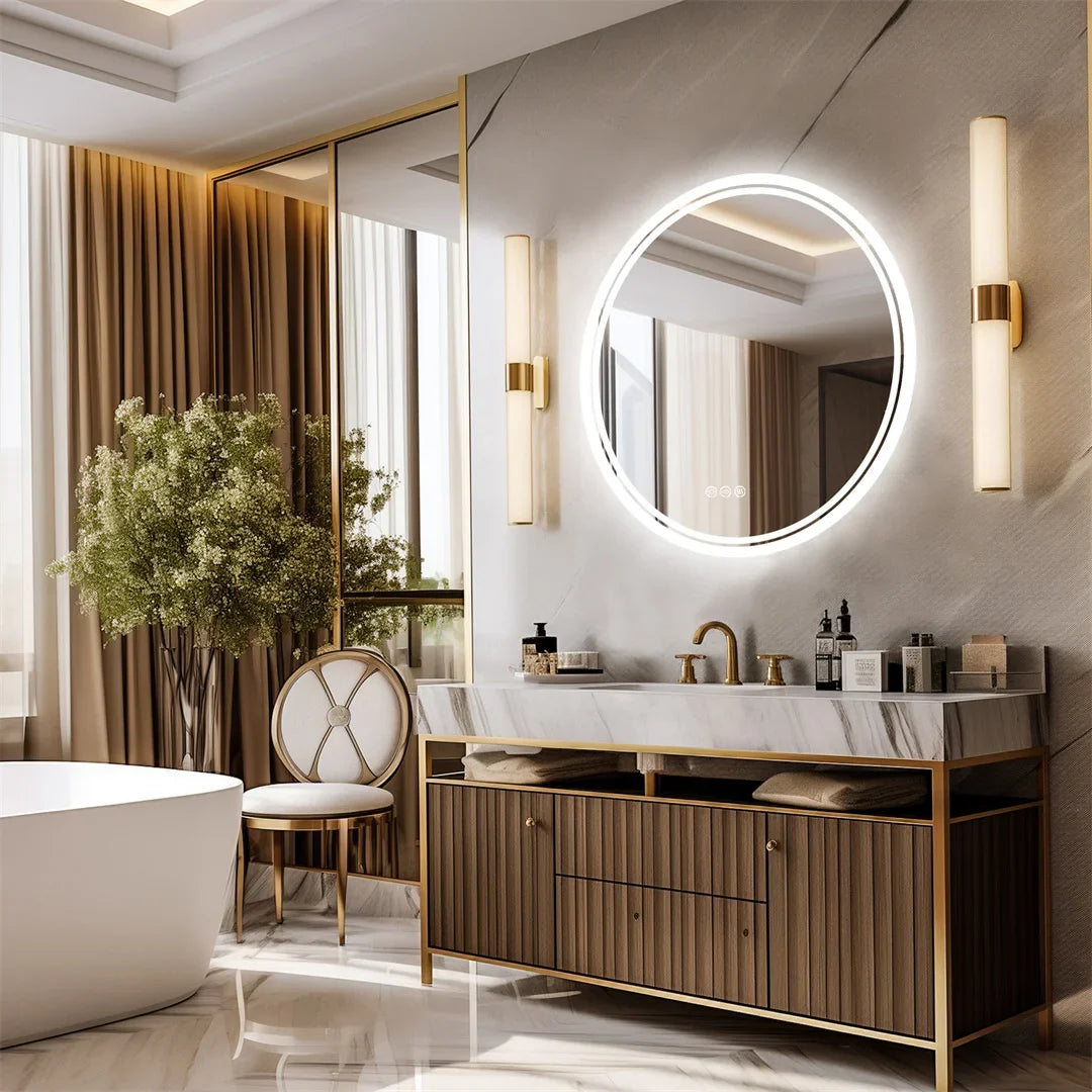 Round Touch-Control LED Bathroom Mirror