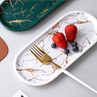 Marble Effect Ceramic Oval Tray 20cm