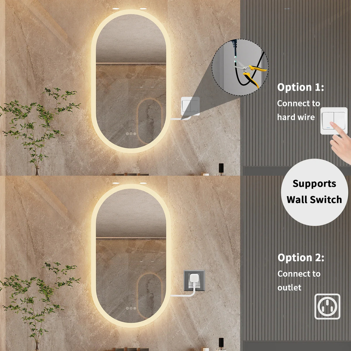 Oval Backlit LED Bathroom Mirror
