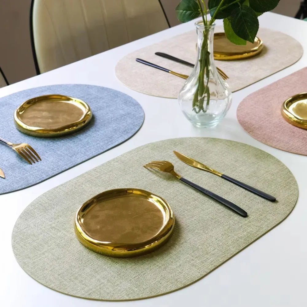 Oval Faux Leather Placemats, Set of 4 or 6