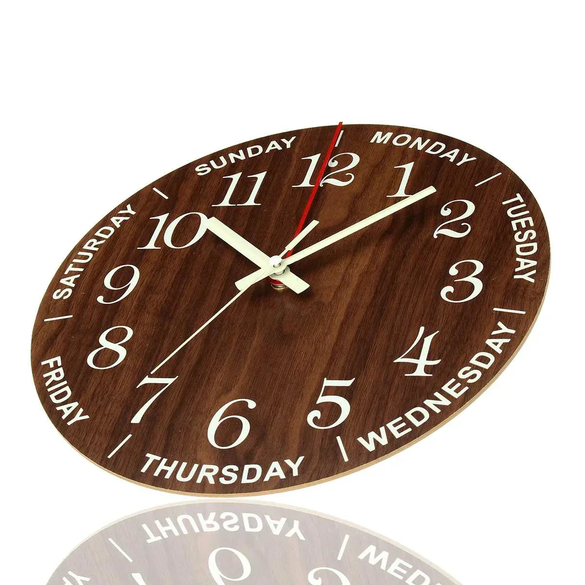 Wooden Wall Clock with Night Light 30cm