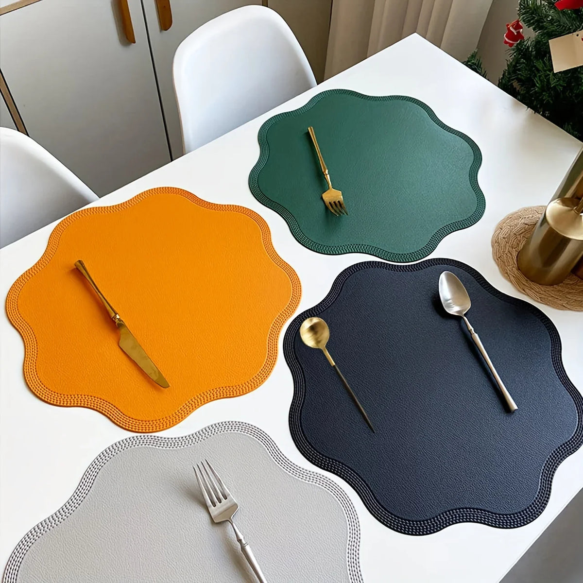 Round Embossed Floral Placemats, Set of 4 or 6