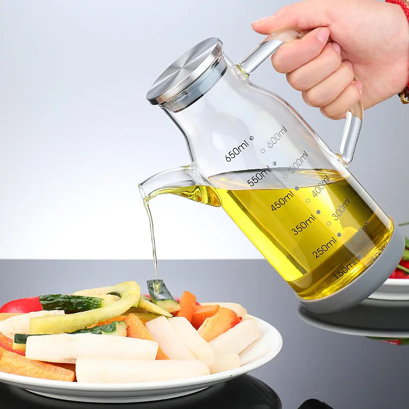 Glass Oil Dispenser with Measuring Scale