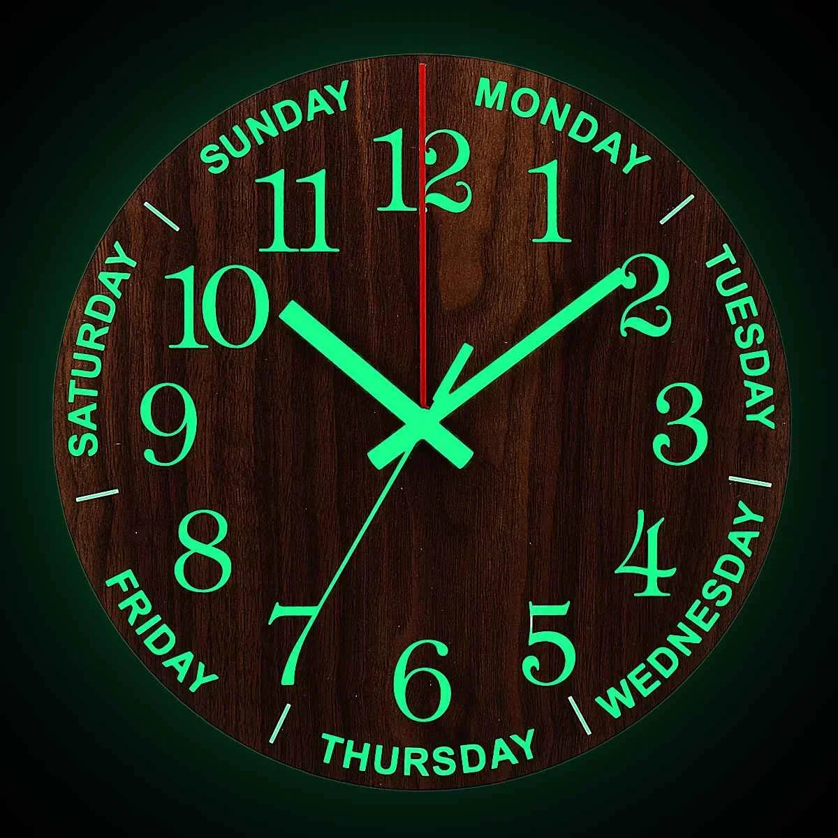 Wooden Wall Clock with Night Light 30cm