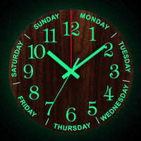 Wooden Wall Clock with Night Light 30cm