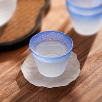 Ombre Blue Glass Sake Cups and Carafe