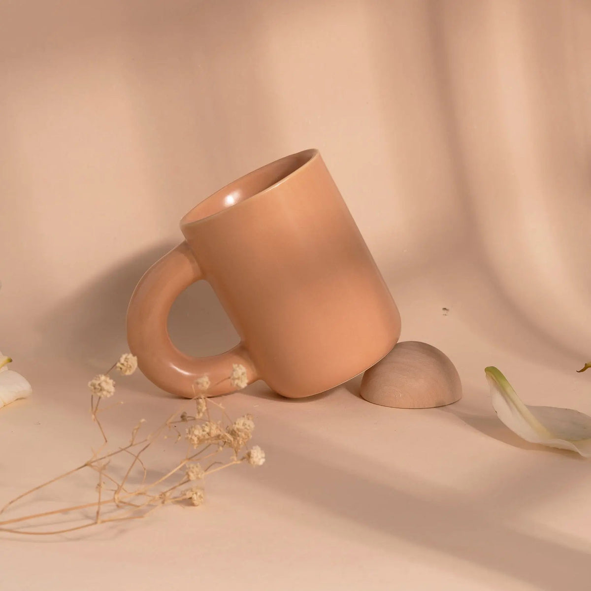 Solid Colour Ceramic Mug with Spoon