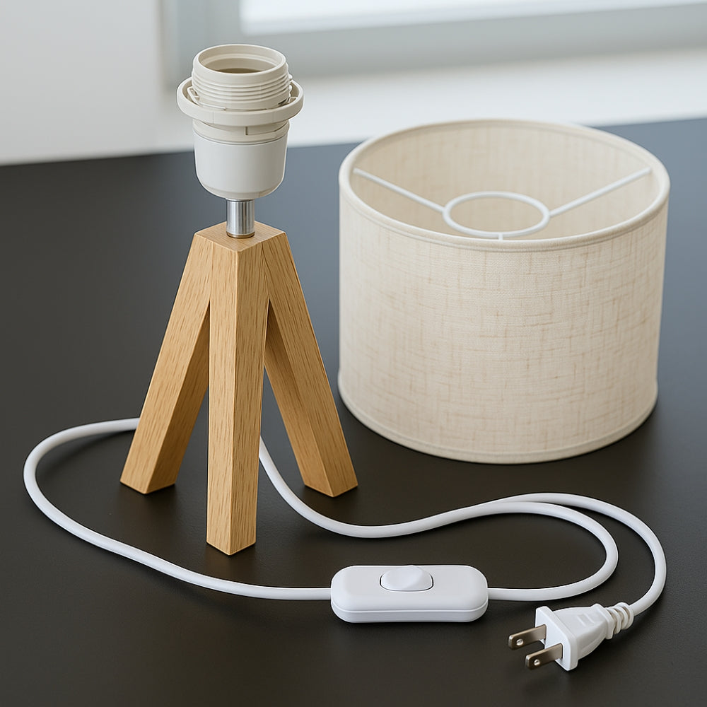 Solara Wooden Tripod Table Lamp