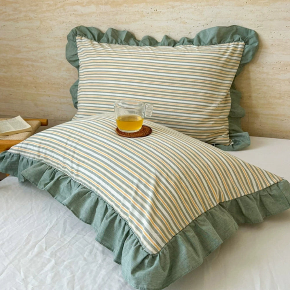 Ruffle Edge Striped Pillowcases