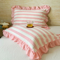 Ruffle Edge Striped Pillowcases