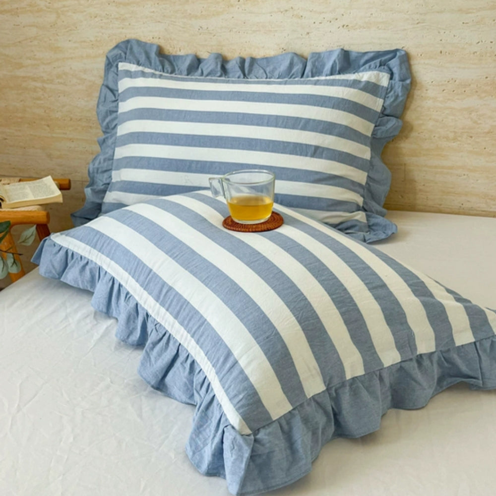 Ruffle Edge Striped Pillowcases