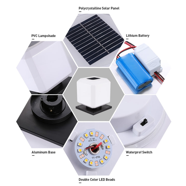 Solar Square Garden Post Light 20cm