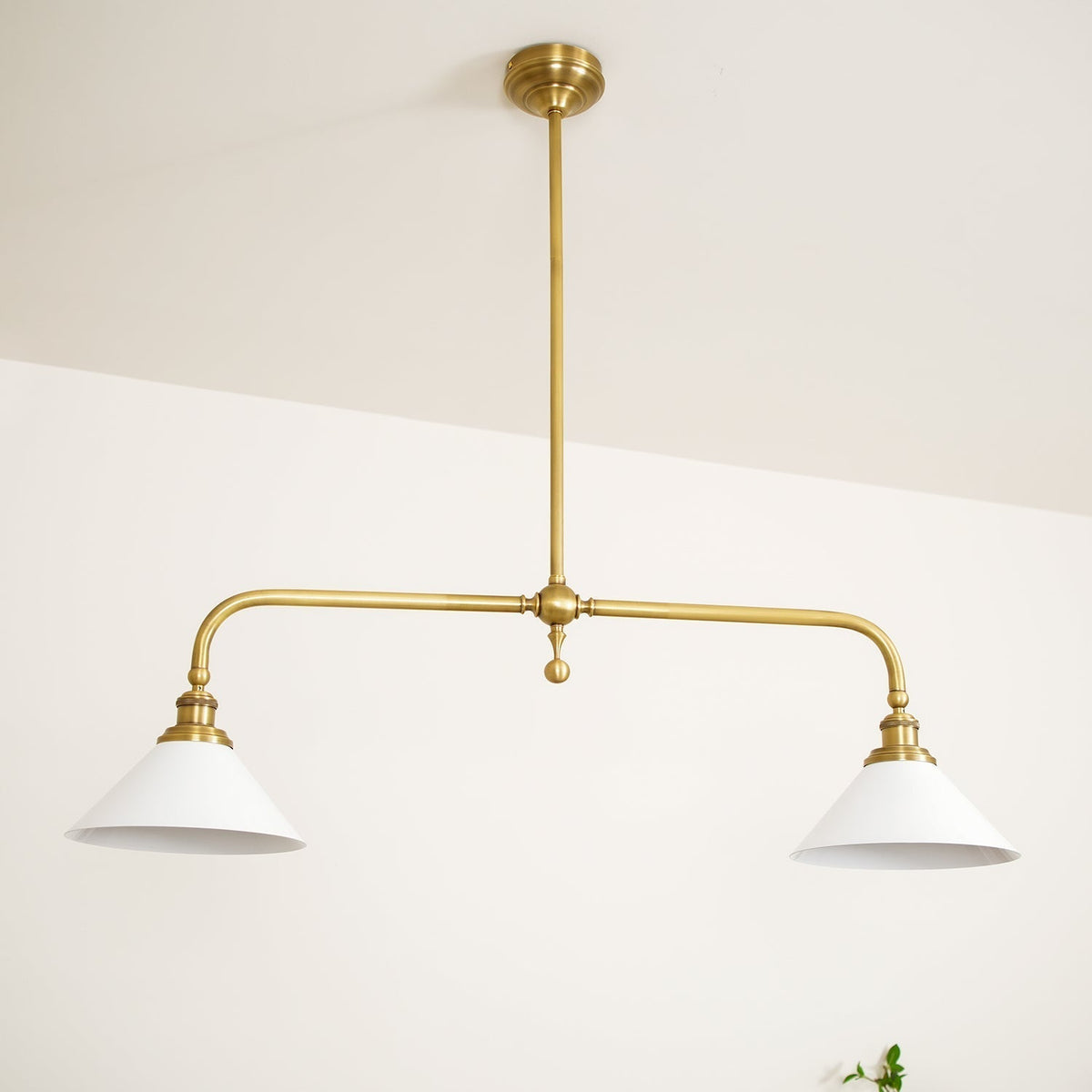 Halvex Aged Brass Two-Arm Pendant Light