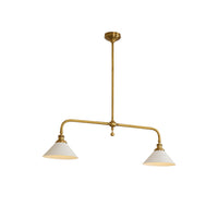 Halvex Aged Brass Two-Arm Pendant Light