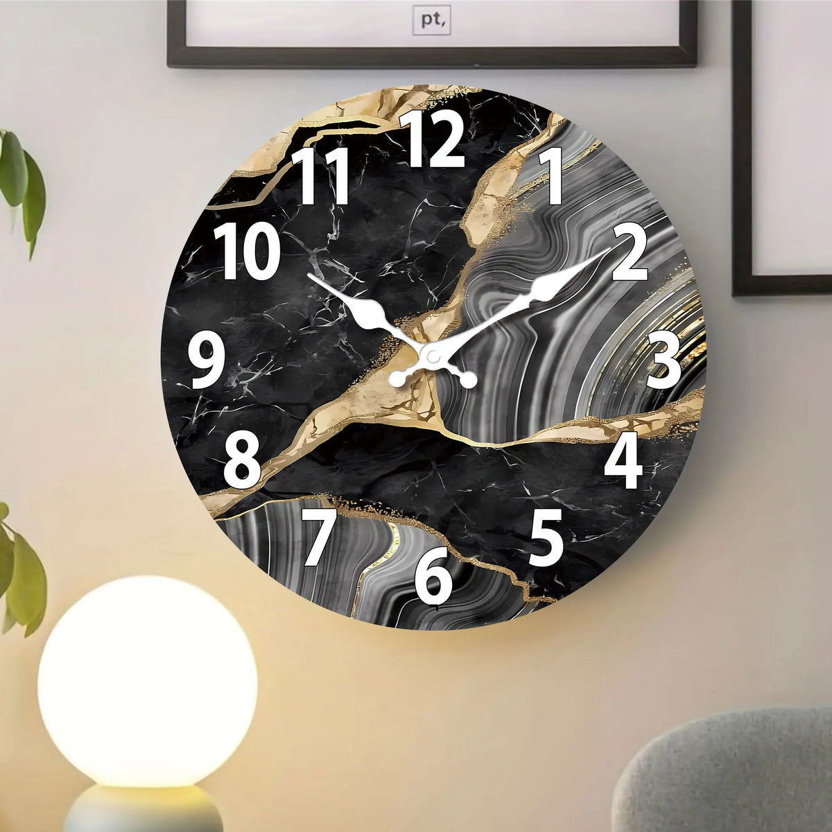Marble-Face Wooden Wall Clock