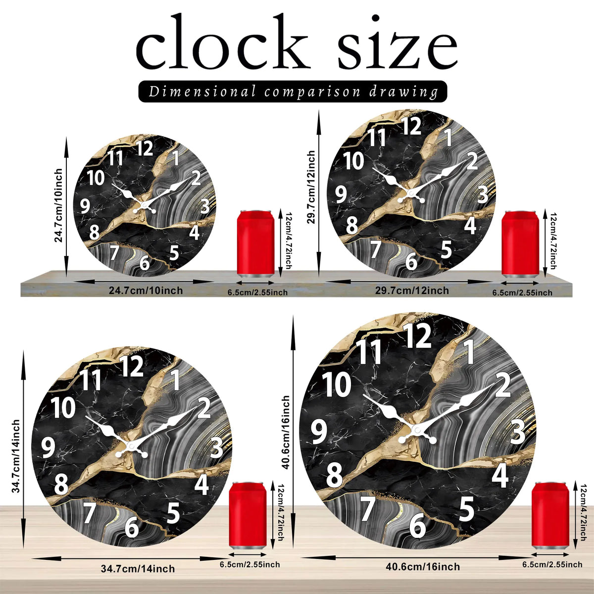 Marble-Face Wooden Wall Clock