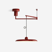 Fluxa Morandi Arm Pendant Light in red with swing arm and disc shade