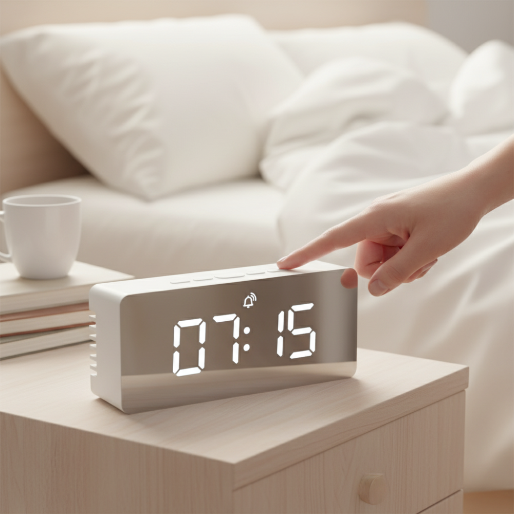 Mirror Face LED Alarm Clock 14cm