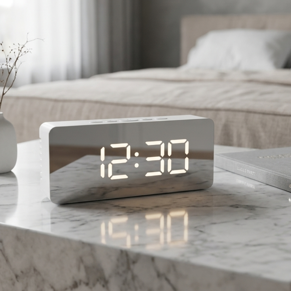 Mirror Face LED Alarm Clock 14cm