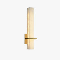 Ritto Alabaster Column Wall Light on a plain white background showing the alabaster block and brass bracket