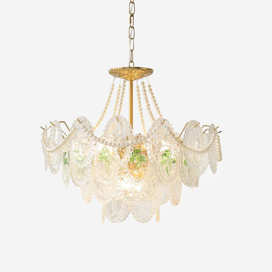 Delvi Pearl Glass Tiered Chandelier
