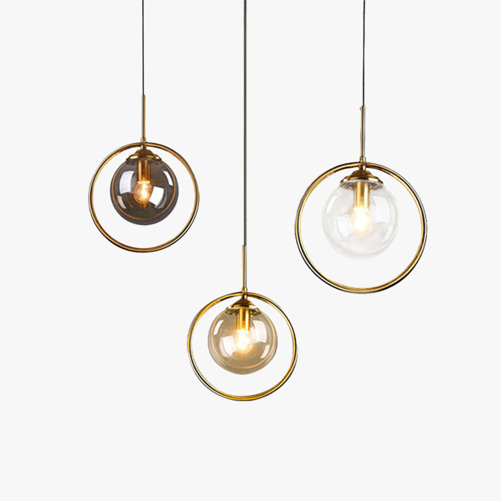 Orbia ringed glass pendant lights in grey, cognac and transparent glass