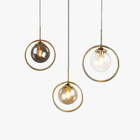 Orbia ringed glass pendant lights in grey, cognac and transparent glass