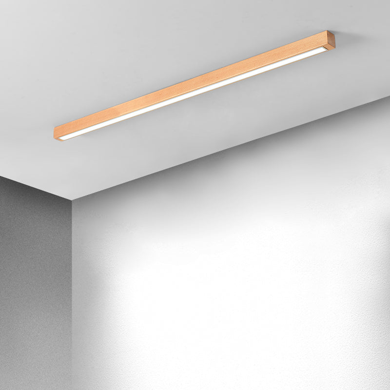 Woda wood ceiling bar surface mounted in a room corner, lit warm