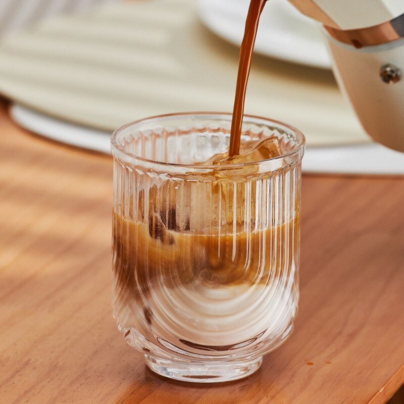 Wave Engraved Iced Coffee Glass