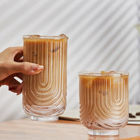 Wave Engraved Iced Coffee Glass