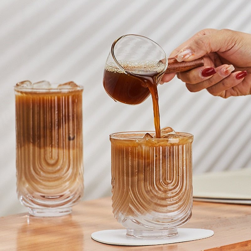 Wave Engraved Iced Coffee Glass