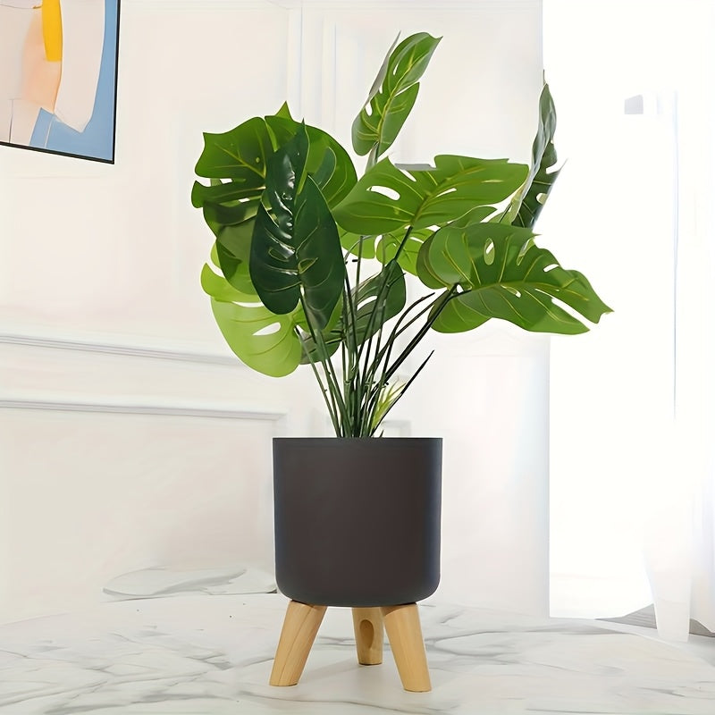 Round Planter with Wooden Legs