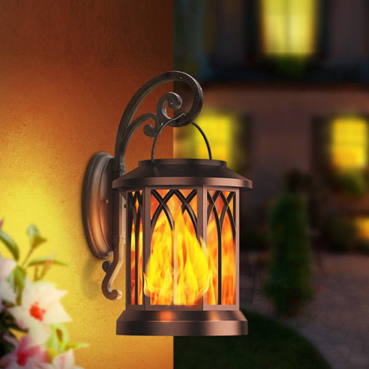 Solar Flame Effect Lanterns, Pair