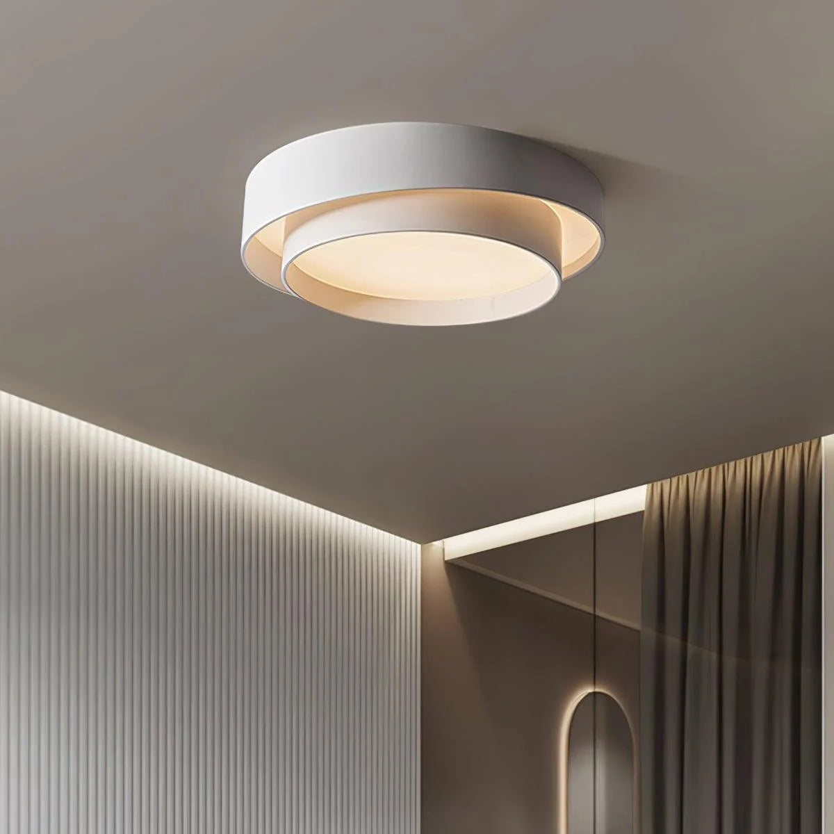 Deep Drum Iron Ceiling Light, White