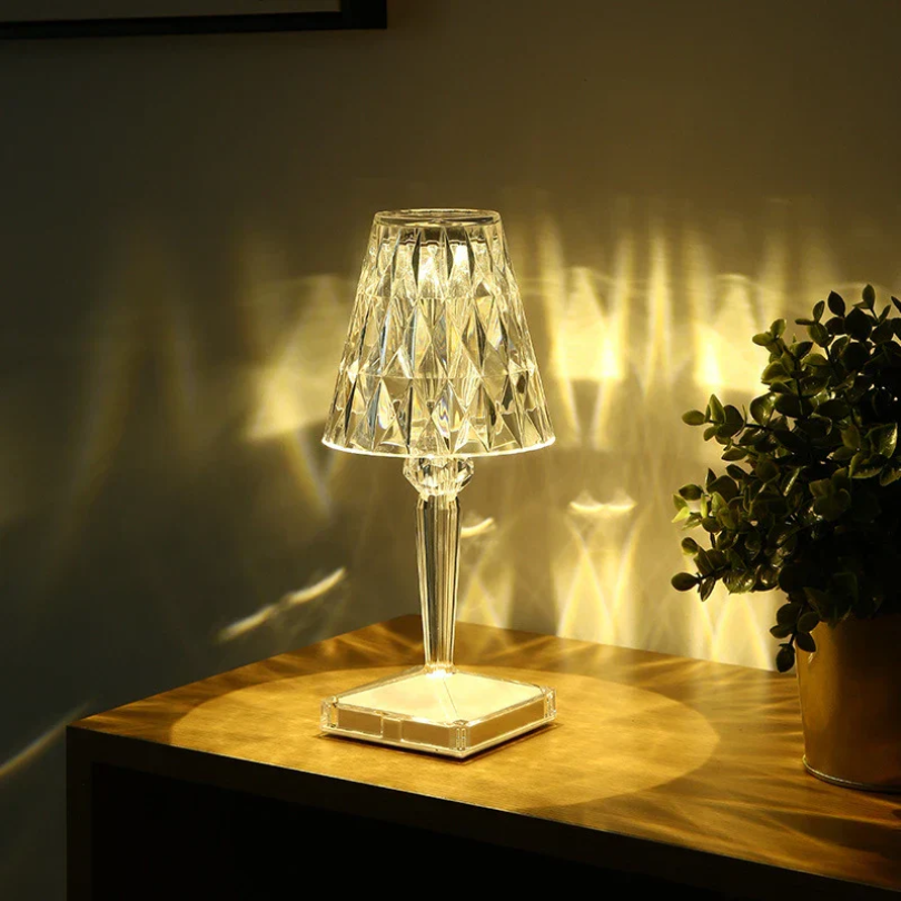Crystal lamp on console