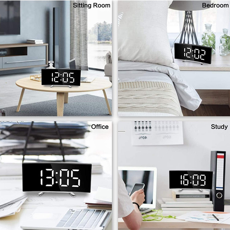 Curved Digital LED Alarm Clock 17cm