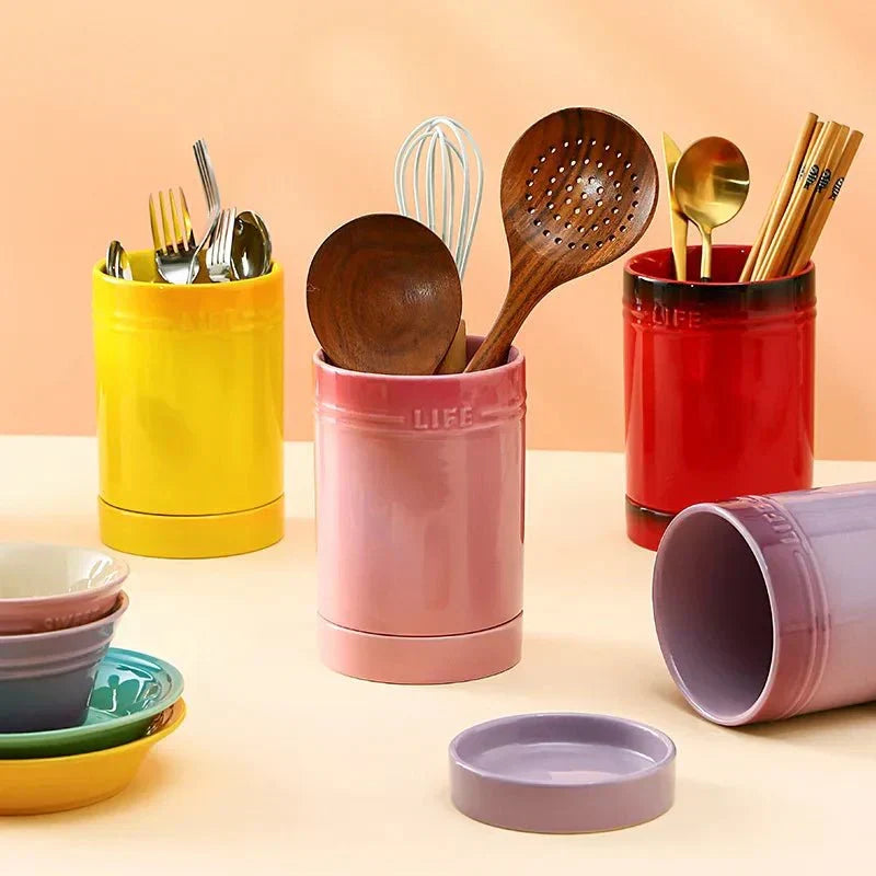 Glazed Ceramic Utensil Crock