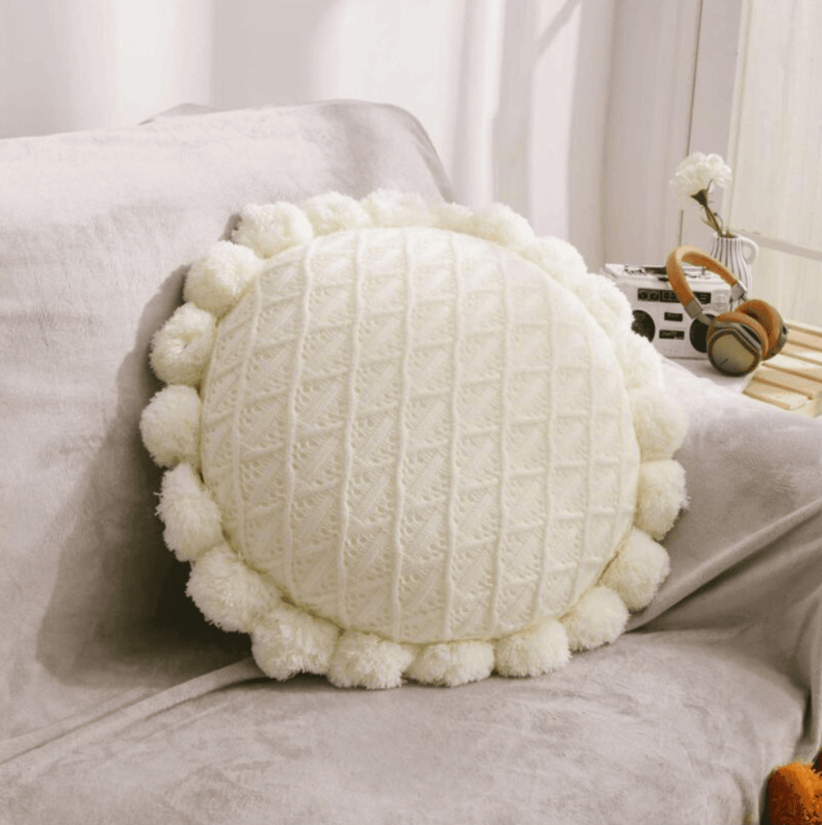 Pom Pom Round Cushion 50cm