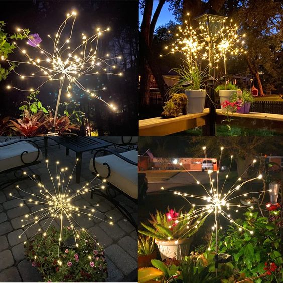 Solar Firework Garden Lights Set of Four