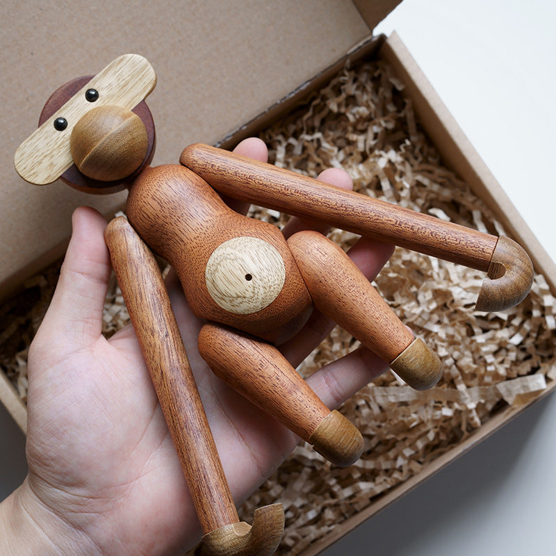 Carved Solid Wood Monkey Ornament