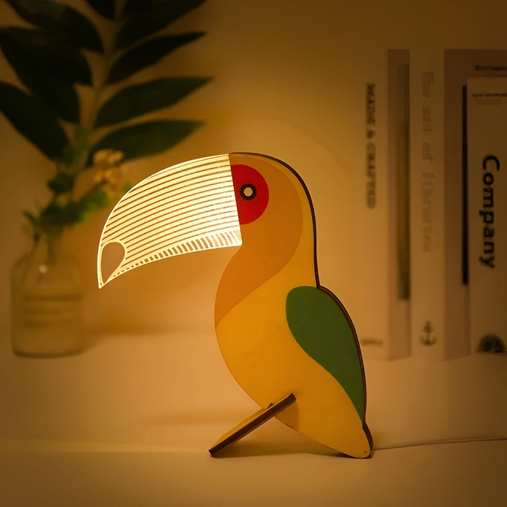 Wooden Animal Nursery Table Lamp