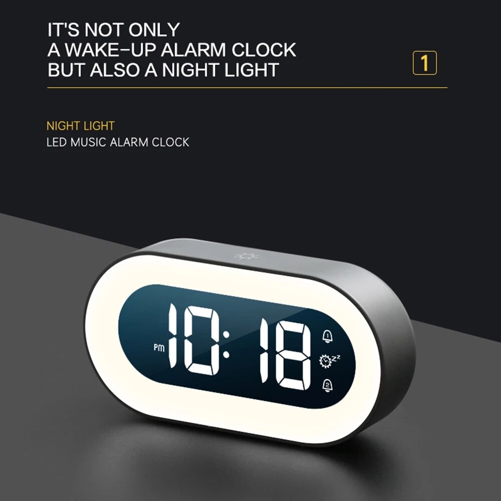 Digital Alarm Clock with Night Light 15cm