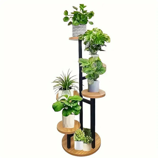 Six-Tier Round Wooden Plant Stand