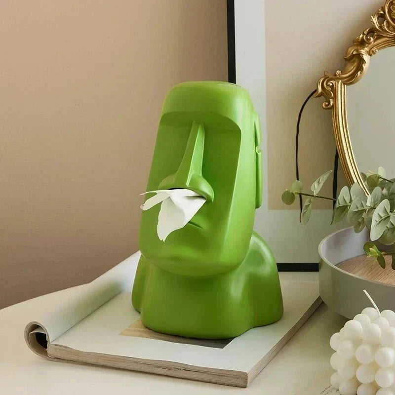 Stone Head Sculptural Tissue Box