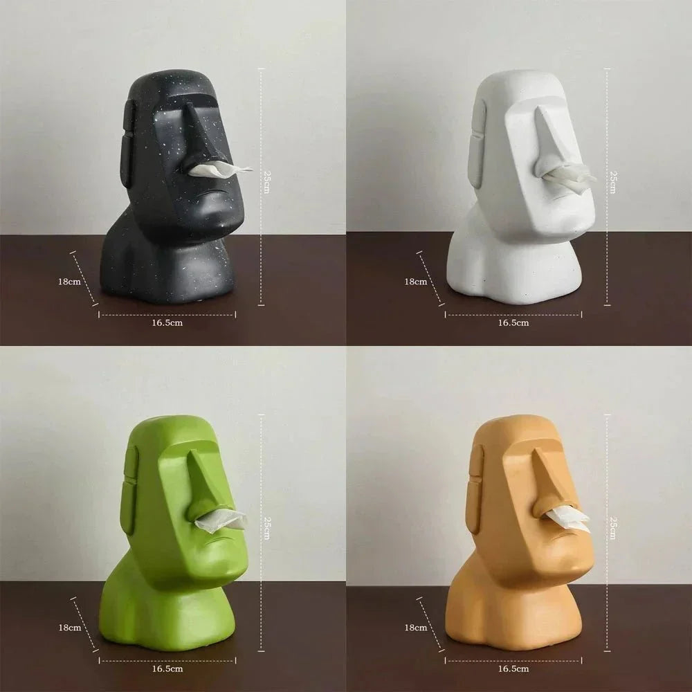 Stone Head Sculptural Tissue Box