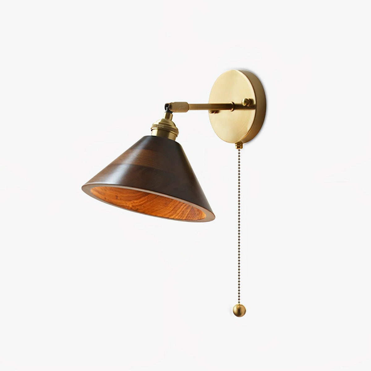 Kova Walnut Cone Pull-Chain Wall Light