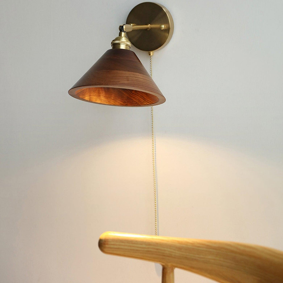 Kova Walnut Cone Pull-Chain Wall Light
